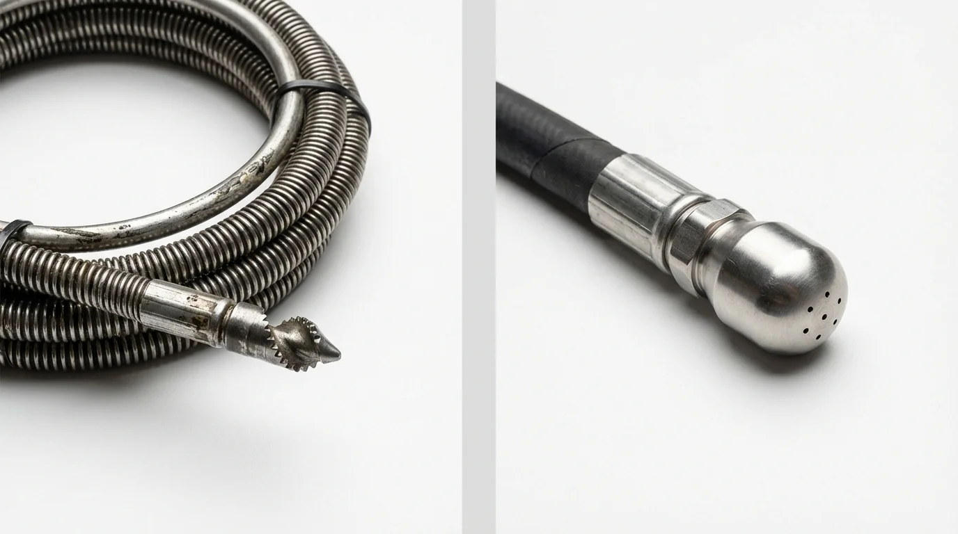 Drain snake cable and hydro jetting nozzle used for drain cleaning in Canal Winchester, OH