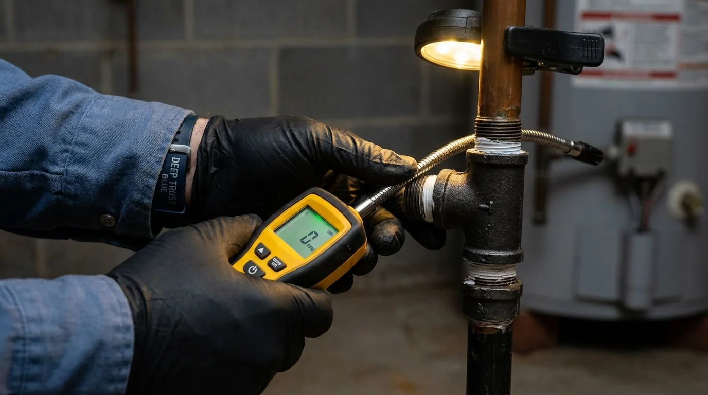 Gas leak detection with electronic sniffer by Johns Plumbing LLC in Canal Winchester