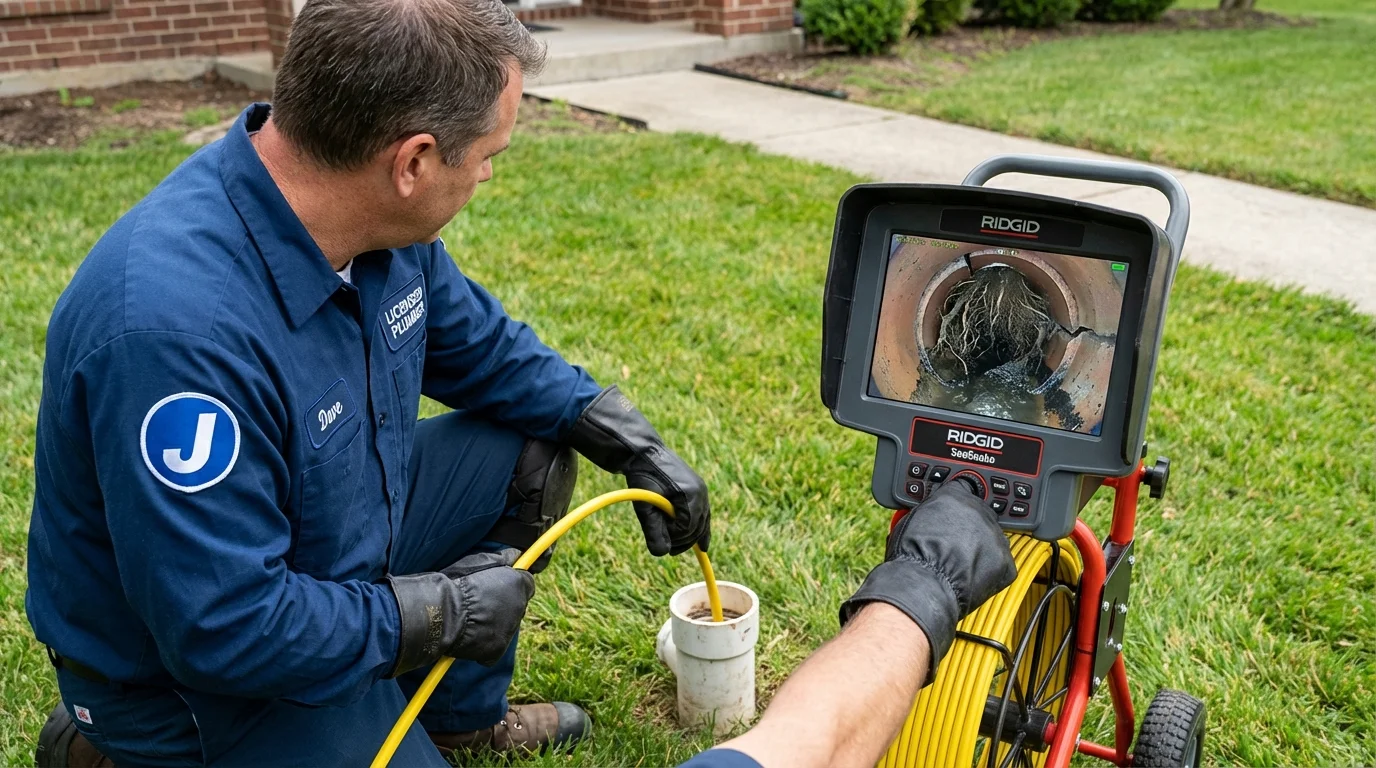 Sewer camera inspection being performed by Johns Plumbing LLC in Canal Winchester